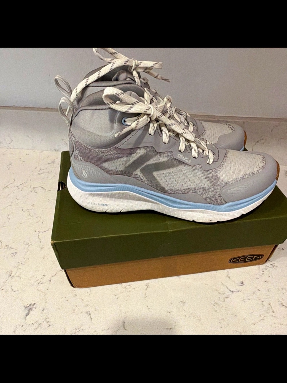 KEEN Leiki Mid WP Women’s Hiking Shoes US 7 Medium Gray/Blue MPN 1030362
